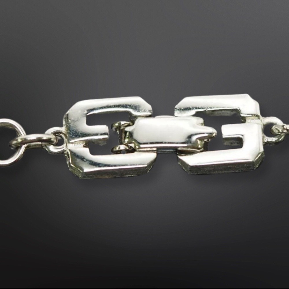 AUTHENTIC VINTAGE GIVENCHY SILVERTONE CHAIN GG CLASP LONG NECKLACE 30" NR - Picture 10 of 12
